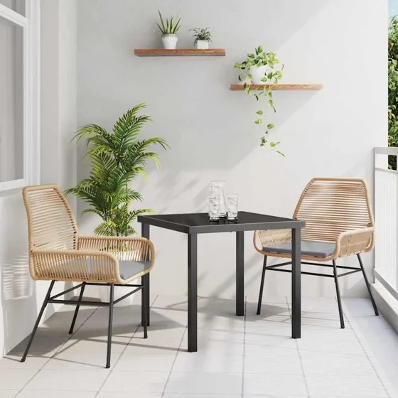 vidaXL Have Spisebordssæt 3 stk Brun polyrattan