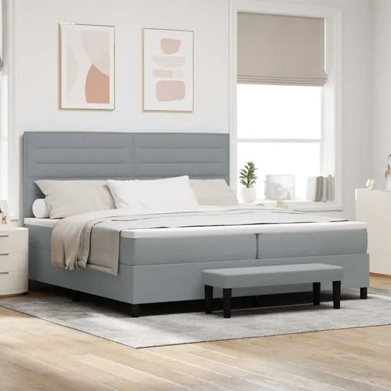 vidaXL Box Spring Seng 200x200 cm Lysegrå Stof