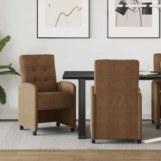 vidaXL Spisebordsstole med hjul 2 stk Brun 58 x 67 x 97 cm