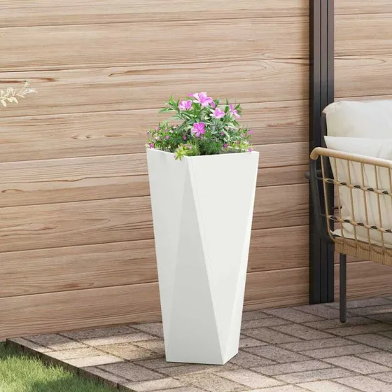 vidaXL Plantekasse Hvid 30x30x75 cm Stål