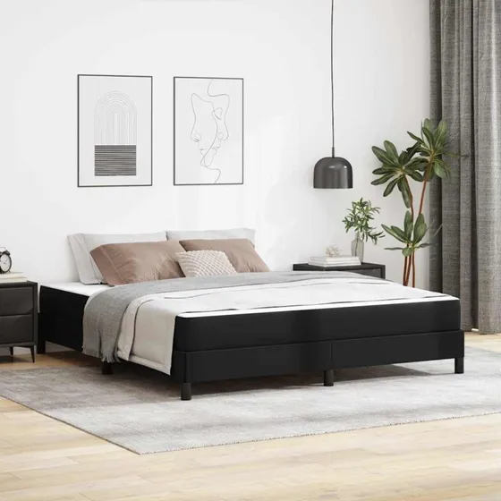 vidaXL Sengestel med madras Sort 180 x 200 cm Stof