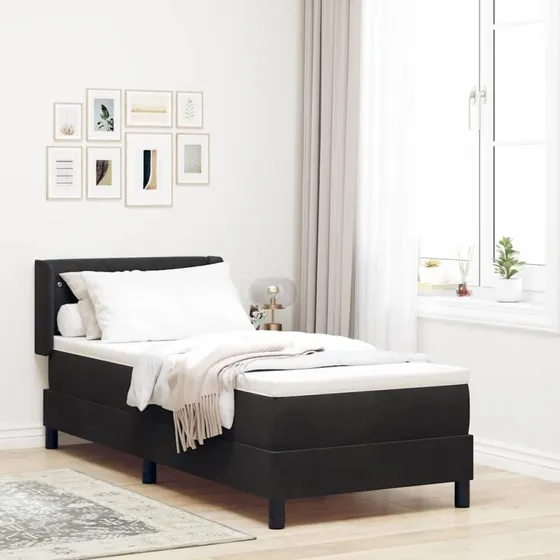 vidaXL Boxspring Seng 200x80 cm Sort Fløjl med Hovedgærde
