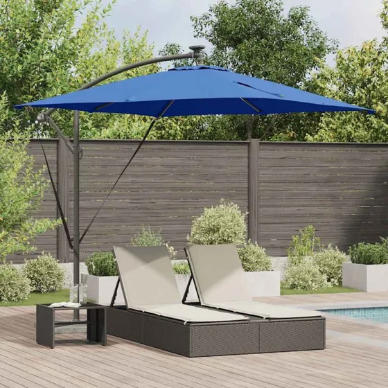vidaXL Azurblå Kantilever Bananparasol 249x249x250 cm