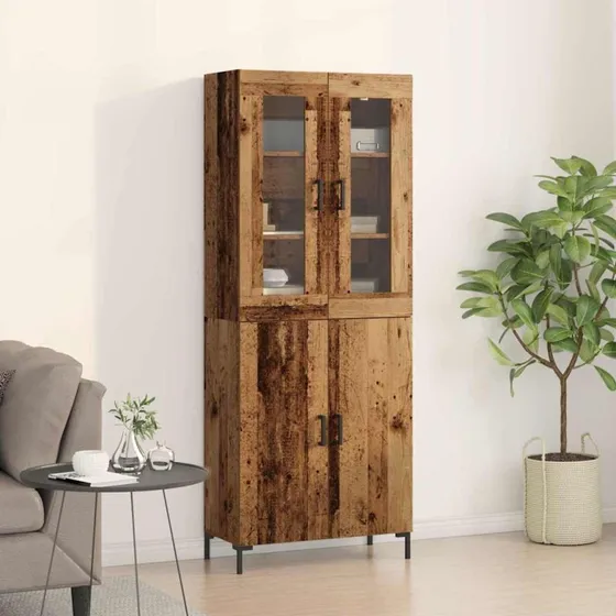vidaXL Highboard 2 dele Gammelt Træ 69,5 x 34 x 180 cm Konstrueret Træ