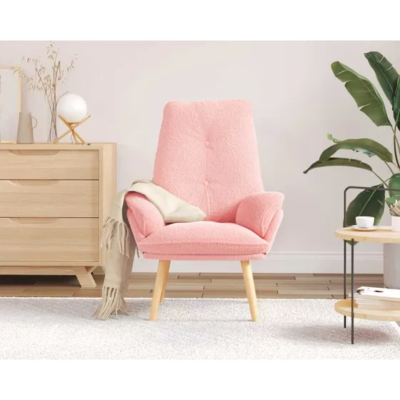 vidaXL Lænestol Lyserød 69 x 74 x 93 cm Sherpa-stof