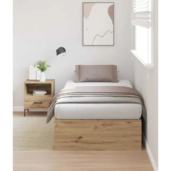 vidaXL Sengestel med Opbevaring Artisan Eg 90 x 200 cm Konstrueret Træ