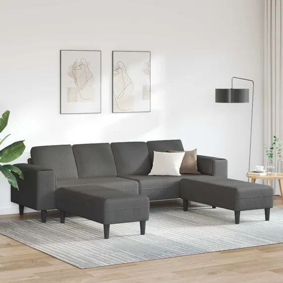 vidaXL Mørkegrå Sofa 250x188x76 cm Corduroy Stof