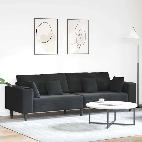 vidaXL Fløjls Sofa Sort 208 cm