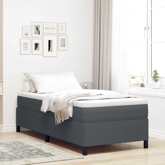 vidaXL Box Spring Seng Mørkegrå 100x200 cm Velourstof