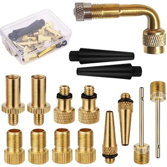 INF Cykelventiladapter sæt 15 dele – Guld/multifarvet 68x52x24 mm