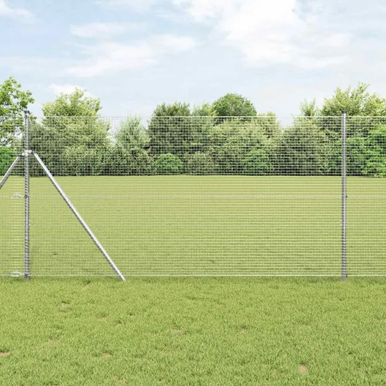 vidaXL Svejset Trådhegn Sølv 1,4 x 25 m