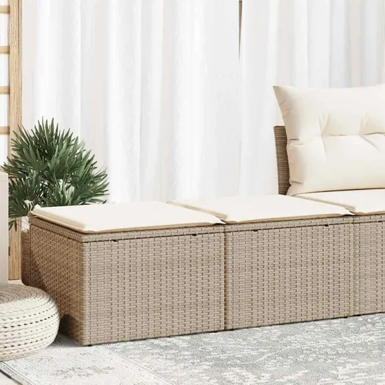vidaXL 2-delssofasæt med hynder, polyrattan akacietræ, beige