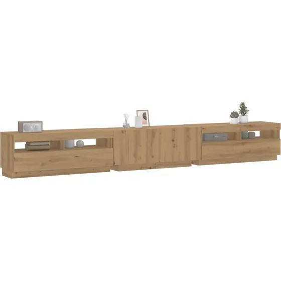vidaXL Tv-bord med LED-lys 300x35x40 cm konstrueret træ
