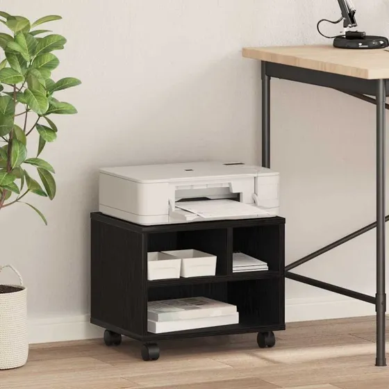 vidaXL Printerstand Sort Konstrueret Træ 41 x 32 x 34,5 cm