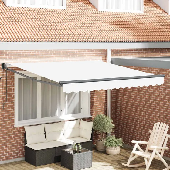 vidaXL Utrækkelig Markise Hvid 350 x 250 cm