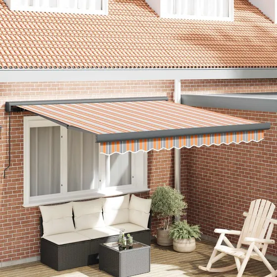vidaXL Utrækkelig Markise 350 x 250 cm Flerfarvet Stof og Metal