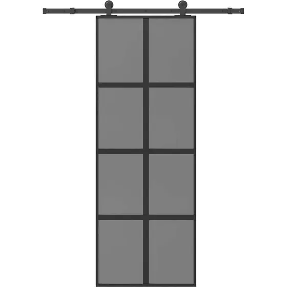 vidaXL Skydedør 76x205 cm med hærdet glas og aluminium