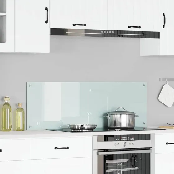 vidaXL Køkkenbacksplash Hvid 120 x 40 cm hærdet glas