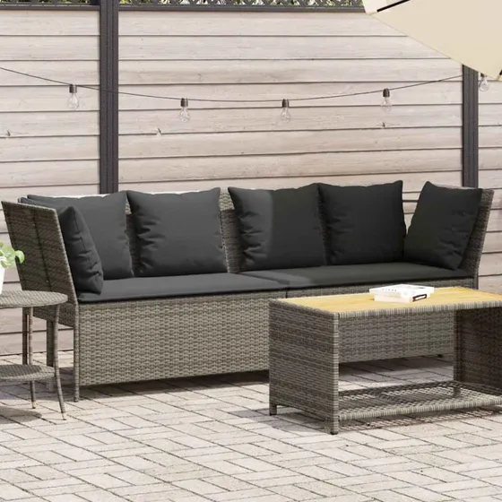 vidaXL havesofa med hynder polyrattan grå