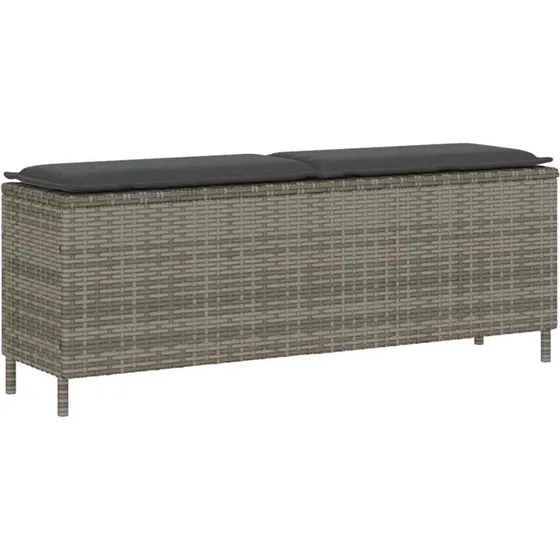 vidaXL havebænk med hynde 110x30x40,5 cm polyrattan grå