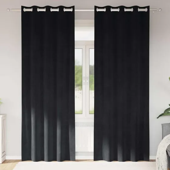 vidaXL Mørklægningsgardiner 2 stk, Sort, 140 x 225 cm, Fløjl