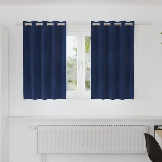 vidaXL Mørklægningsgardiner 2 stk Mørkeblå 140 x 140 cm Fløjl