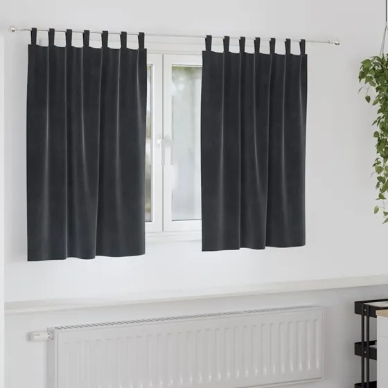 vidaXL Mørkelægningsgardiner 2 stk, Mørkegrå, 140 x 140 cm, Fløjl