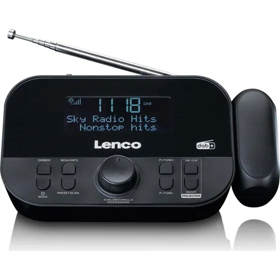Lenco CR-615BK DAB+ FM-clockradio med tidsprojektion