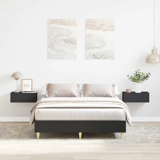 vidaXL Sengestel 140x190 cm Konstrueret Træ Sort