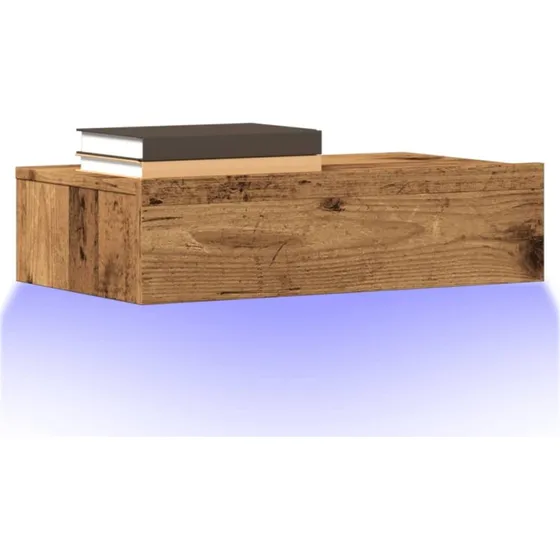 vidaXL tv-bord med LED-lys 60x35x15,5 cm antikt træ