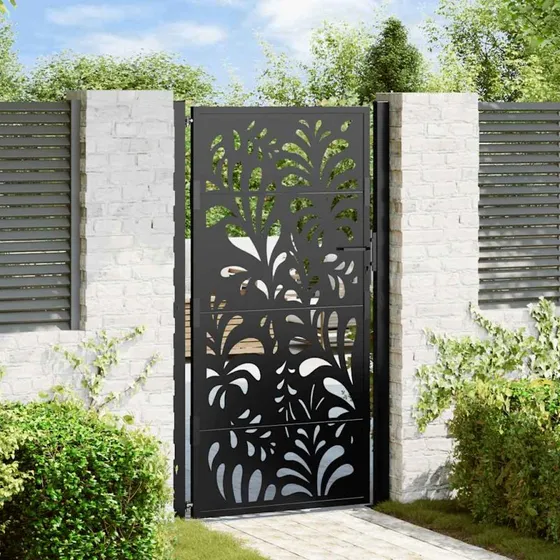 vidaXL Havelåge 100x175 cm sort stål bølgedesign