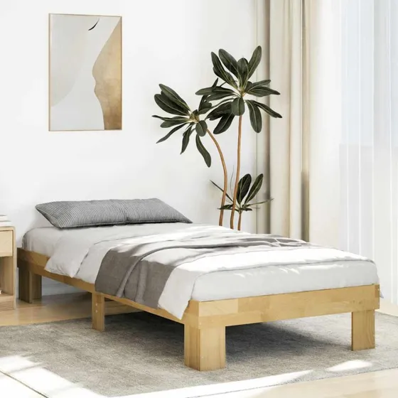 vidaXL Sengeramme 75x190 cm Massivt Træ Eg