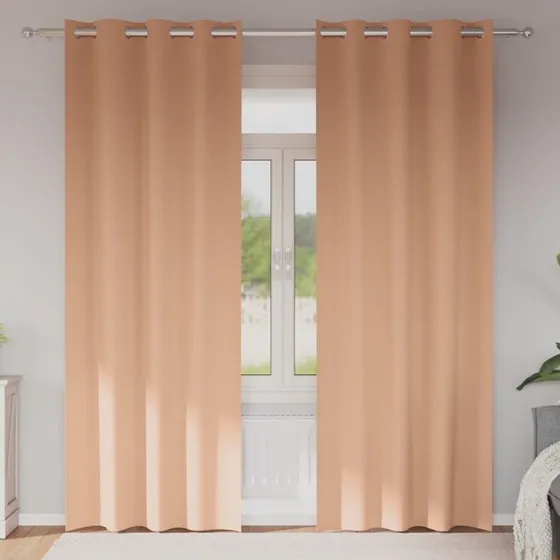 vidaXL Mørklægningsgardiner 225 x 140 cm Lys Brun med Ringe