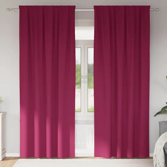 vidaXL Mørklægningsgardiner 260x140 cm Vinrød