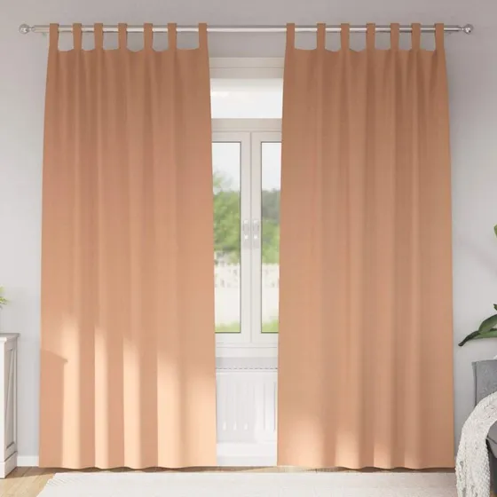 vidaXL Mørklægningsgardiner 225 x 140 cm Lys Brun med Ringe