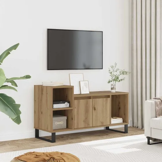 vidaXL Tv-bord 100x35x55 cm hvid konstrueret træ