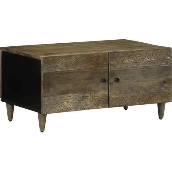 vidaXL sofabord 80x50x40 cm massivt mangotræ lysegrå