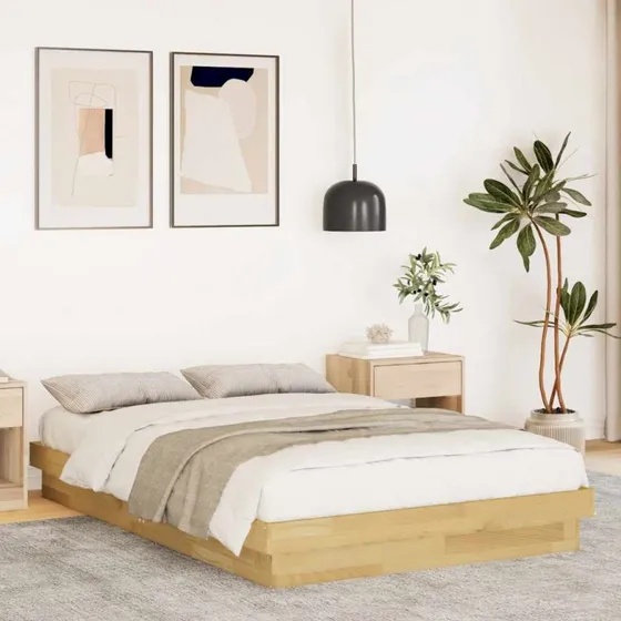 vidaXL Sengeramme 120x200 cm Massivt Træ Eg
