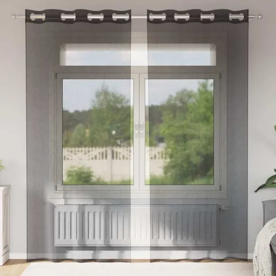 vidaXL Voile-gardiner med øskner 2 stk. 140x245 cm sort