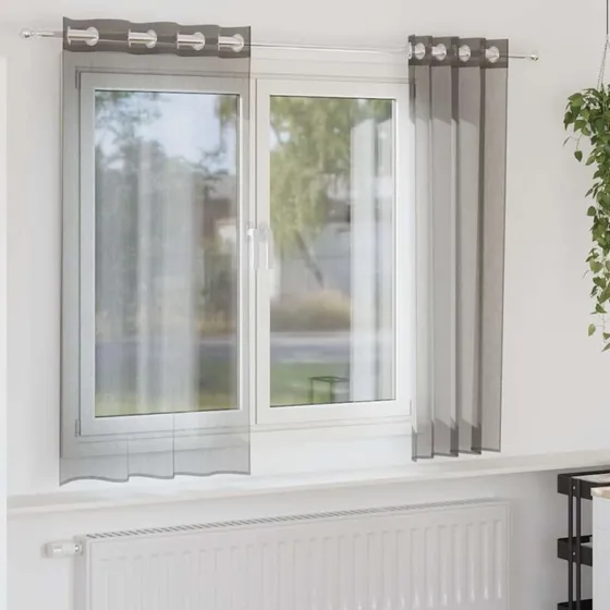 vidaXL Voile-gardiner med øskner 2 stk. 140x175 cm mørkegrå