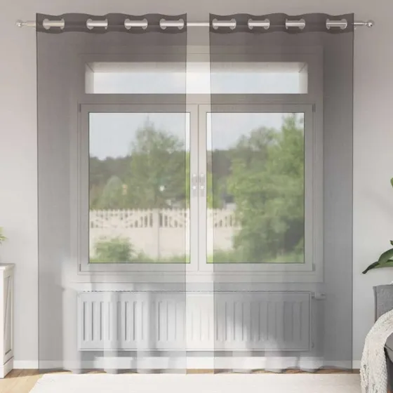 vidaXL Voile-gardiner med øskner 2 stk. 140x245 cm mørkegrå