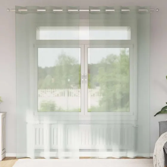 vidaXL Voile-Gardiner med Øskner 140x245 cm Lysegrå (2 stk)