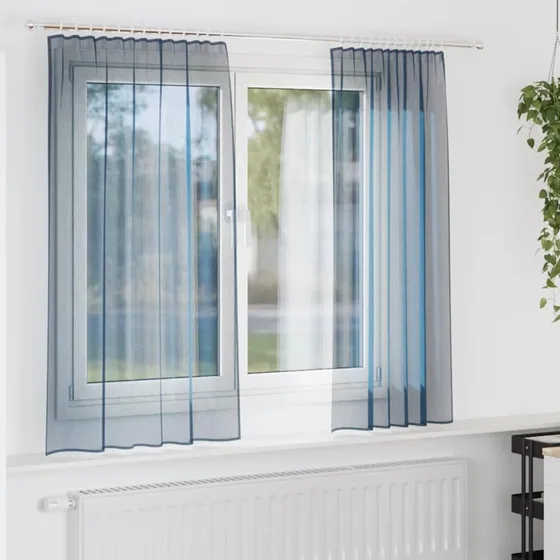 vidaXL Voile-gardiner med stanglommer 2 stk kongeblå