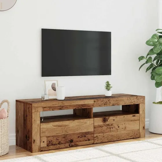vidaXL TV-bord 120x35x40 cm antik træ med RGB-LED