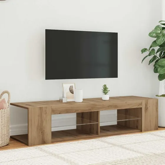 vidaXL Tv-bord med LED-lys 90x39x30 cm konstrueret træ