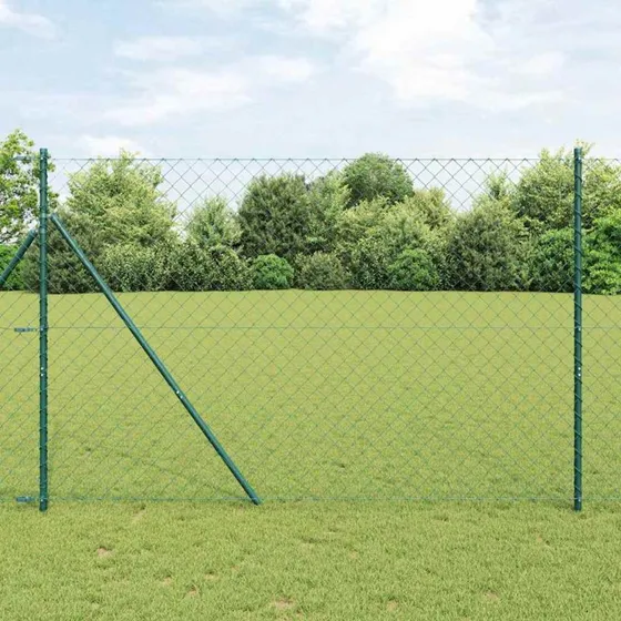 vidaXL Hegnspæl Grøn 25 x 1,6 m (60 x 60 mm maske) Stål og PVC