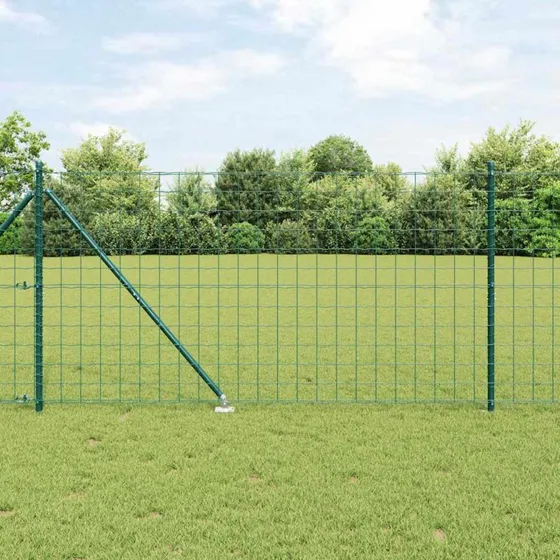 vidaXL Hegn med stolper Grøn 1,2 x 10 m Stål