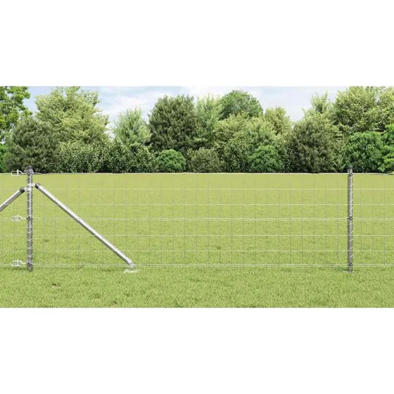 vidaXL Hegn med stolper Sølv 0,6 x 10 m Stål