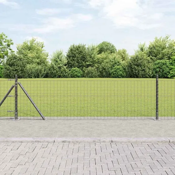 vidaXL Hegn med stolper Grå 0,6 x 50 m Stål og PVC