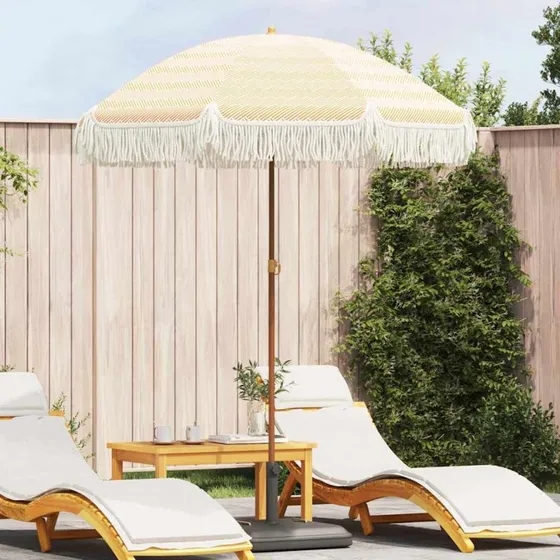 vidaXL Strandparasol Gul og Hvid 160x196 cm